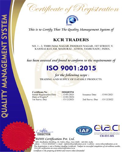 Certificate – KCR Impex Madurai